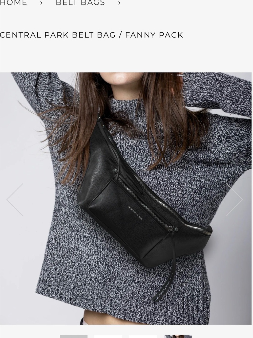 Expressions NYC Black Leather Crossbody Belt Bag